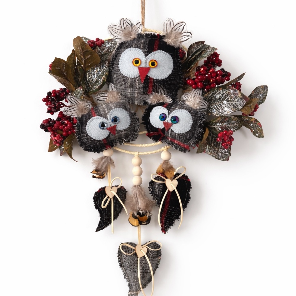 Handmade Owl Door Wreath rustic farmhouse